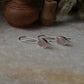 Pink rose quartz gemstone earrings with boho silver hooks