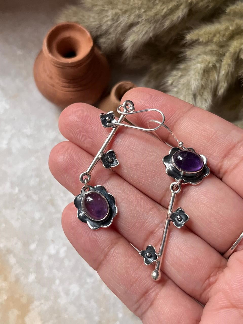 Amethyst Forest Enchantments Mix Match 925 Sterling Silver Earrings