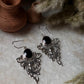 Artisan black onyx vintage motif silver earrings boho style