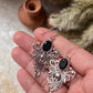 Vintage inspired black onyx motif earrings handmade in silver  