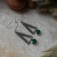 Green Onyx Triangle Tribal 925 Sterling Silver Earrings
