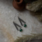 Green Onyx Triangle Tribal 925 Sterling Silver Earrings