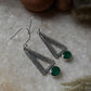 Green Onyx Triangle Tribal 925 Sterling Silver Earrings