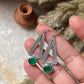 Green Onyx Triangle Tribal 925 Sterling Silver Earrings