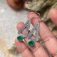 Green Onyx Triangle Tribal 925 Sterling Silver Earrings