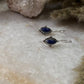 Handcrafted lapis gemstone silver lock earrings in sterling silver  
