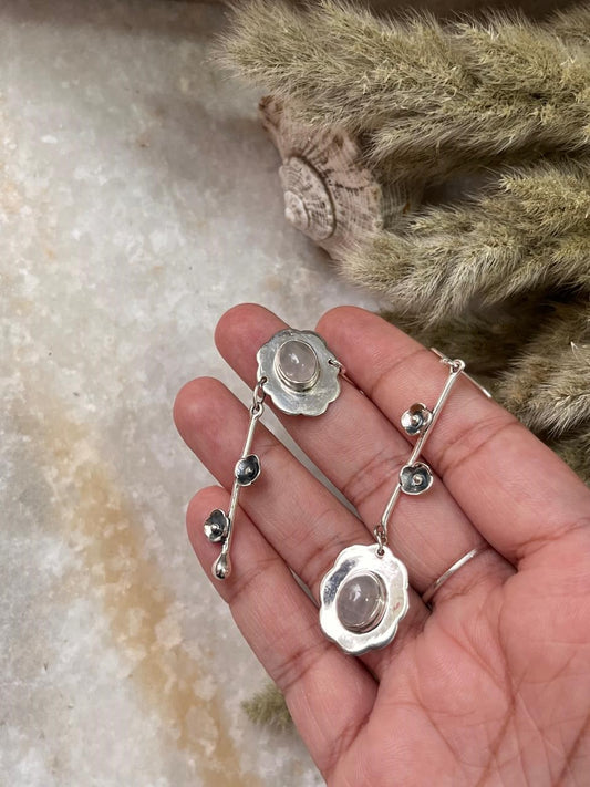 Rose Quartz Mix Match 925 Sterling Silver Earrings