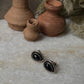 Black Onyx Boho Pear Studs 925 Sterling Silver Earrings