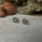 Aqua Chalcedony Oval Flower Studs 925 Sterling Silver Earrings