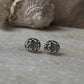 Aqua Chalcedony Oval Flower Studs 925 Sterling Silver Earrings