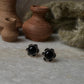 Black Onyx Flower Studs 925 Sterling Silver Earrings