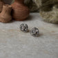 Rose Quartz Flower Studs 925 Sterling Silver Earrings