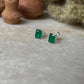 Green Onyx Octagon Cut Studs 925 Sterling Silver Earrings