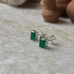 Green Onyx Octagon Cut Studs 925 Sterling Silver Earrings