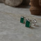 Green Onyx Octagon Cut Studs 925 Sterling Silver Earrings