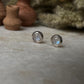 Moonstone Cab Stone Round 925 Sterling Silver Earrings