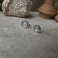Moonstone Cab Stone Round 925 Sterling Silver Earrings