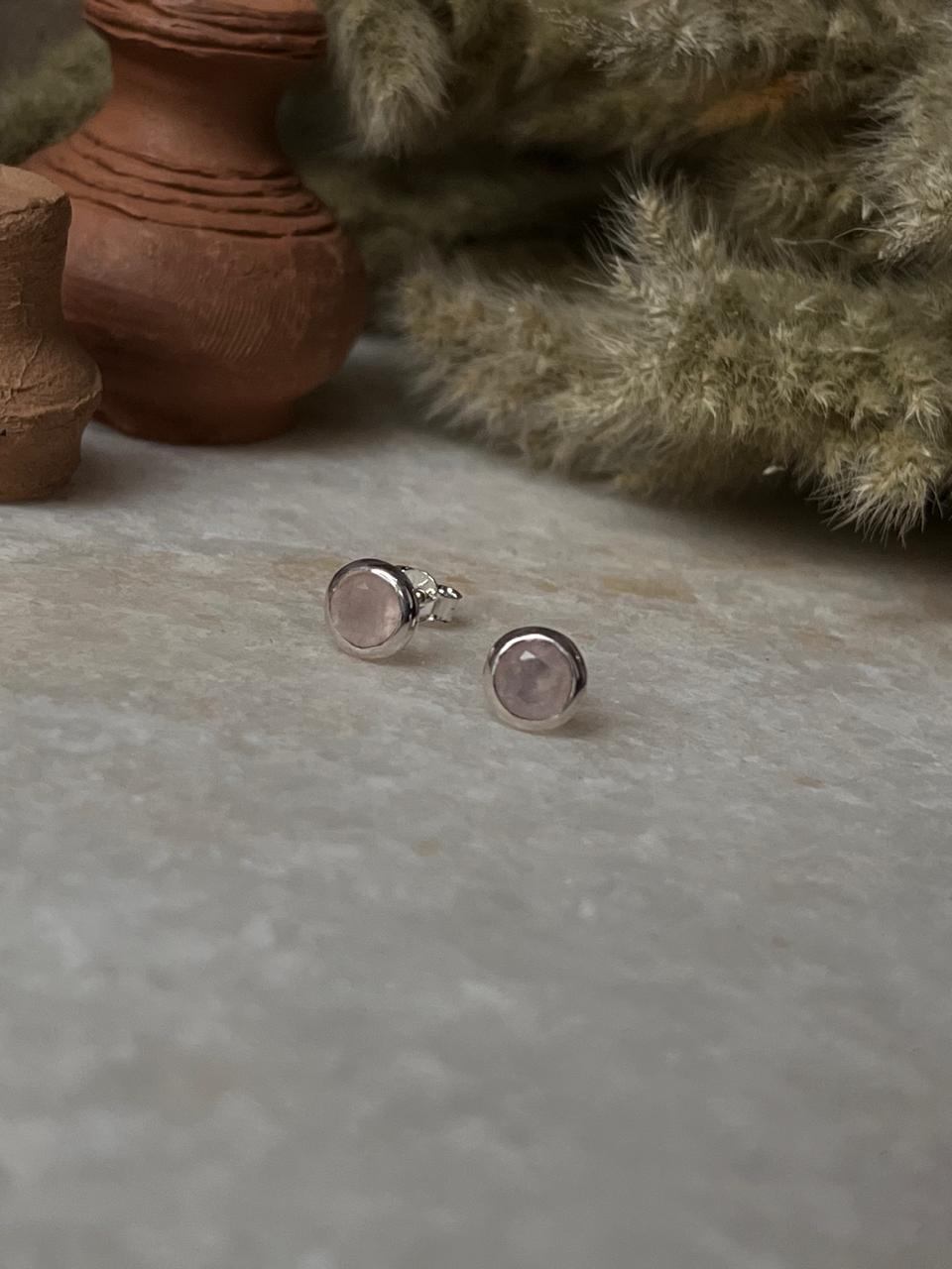 Rose Quartz 6mm 925 Sterling Silver Studs