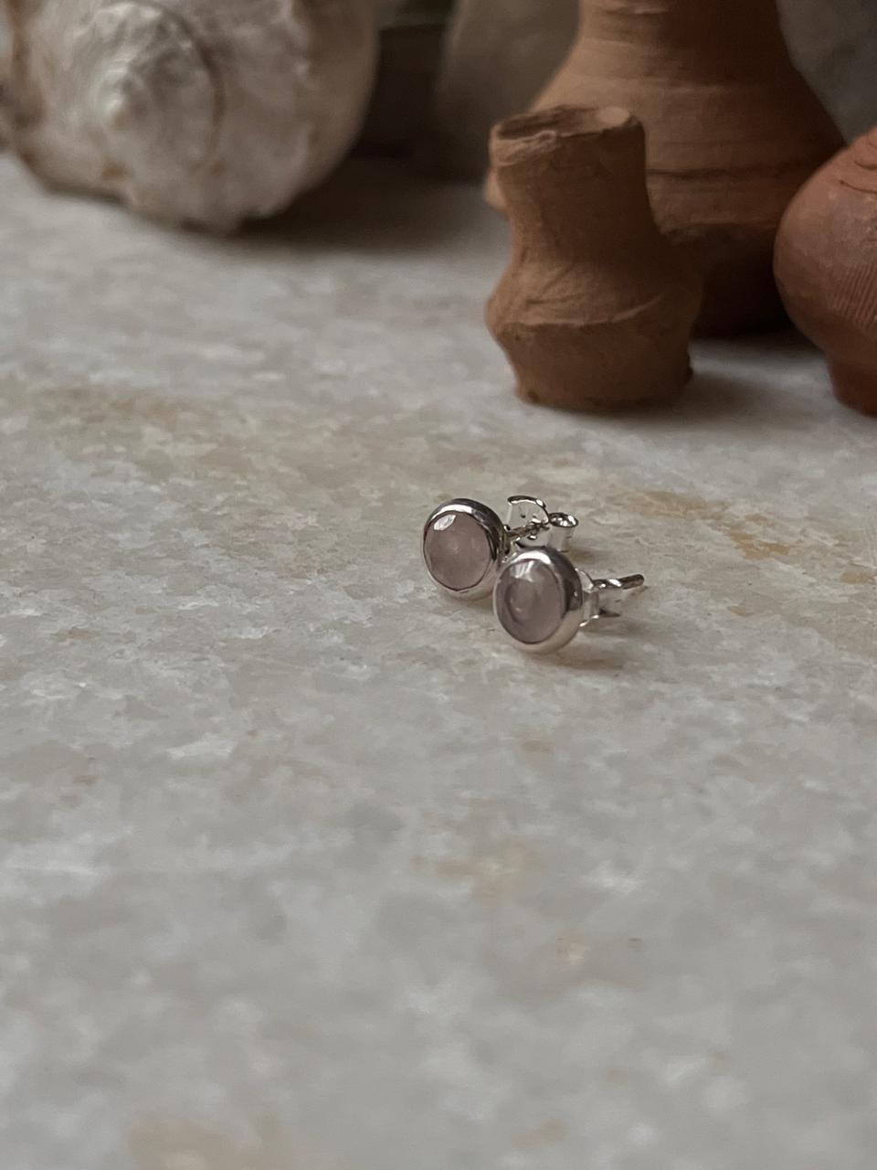 Rose Quartz 6mm 925 Sterling Silver Studs