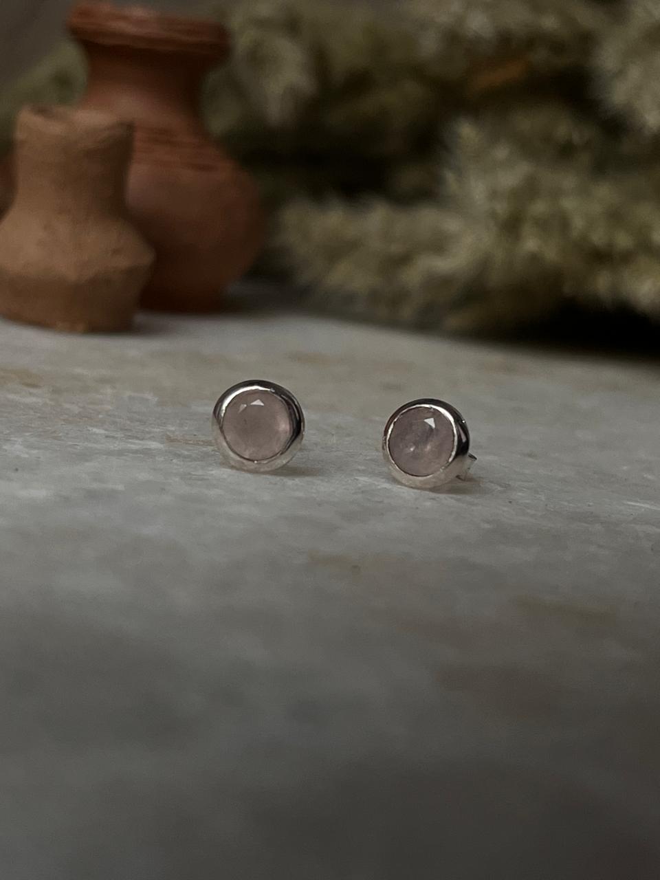 Rose Quartz 6mm 925 Sterling Silver Studs