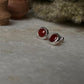 Carnelian Cab Stone Round Stud 925 Sterling Silver Earrings