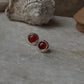 Carnelian Cab Stone Round Stud 925 Sterling Silver Earrings