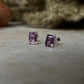 Amethyst Octagon Cut Stone Studs 925 Sterling Silver Earrings