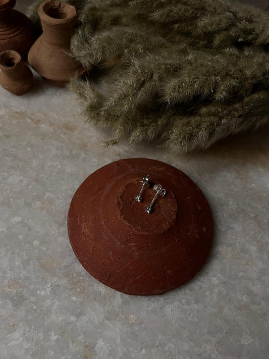 Handmade 925 Sterling Silver white topaz minimal studs  