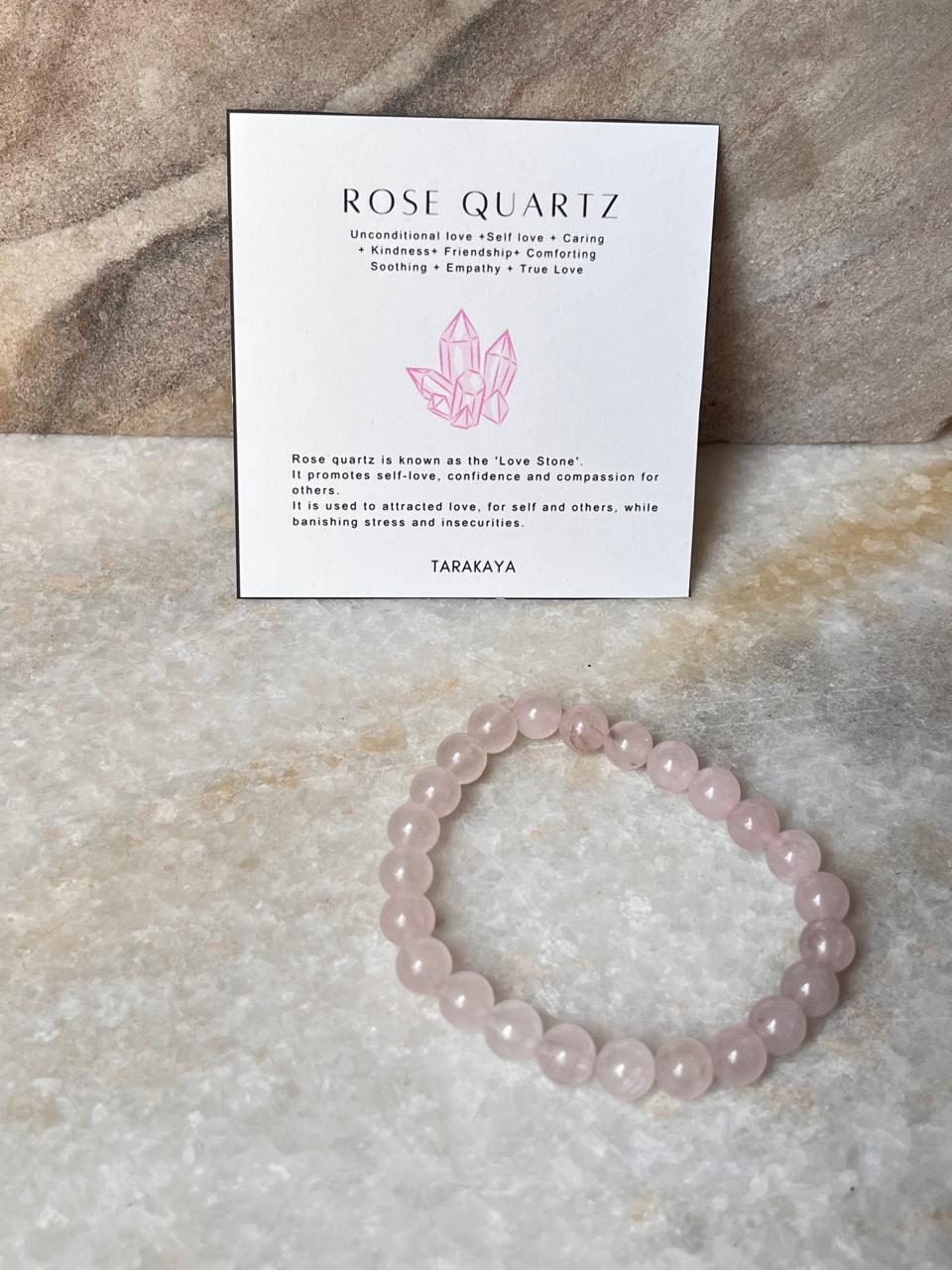 Natural rose quartz stretch bracelet for women  