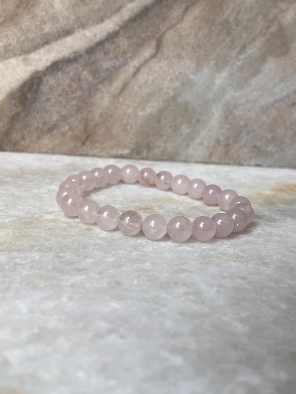 8mm pink rose quartz healing crystal bracelet  