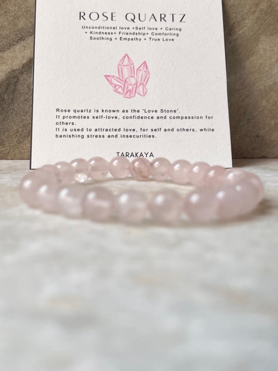 Natural gemstone bracelet with rose quartz beads  