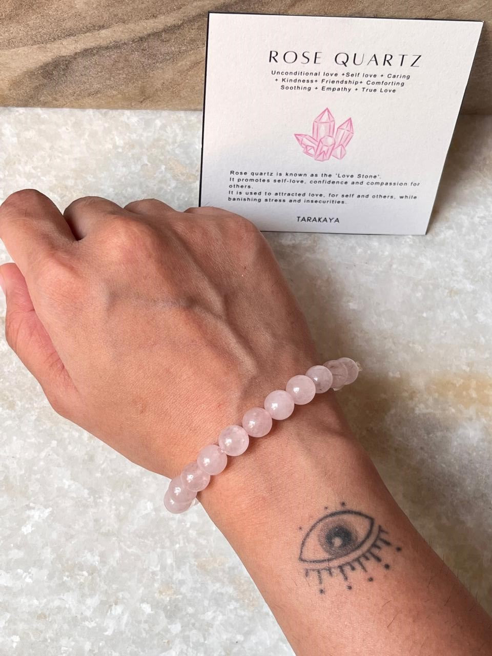 Rose quartz crystal bracelet 8mm beads  