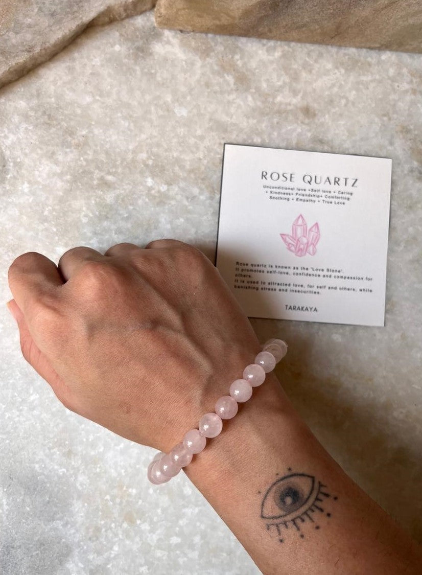 Emotional healing rose quartz crystal bracelet
