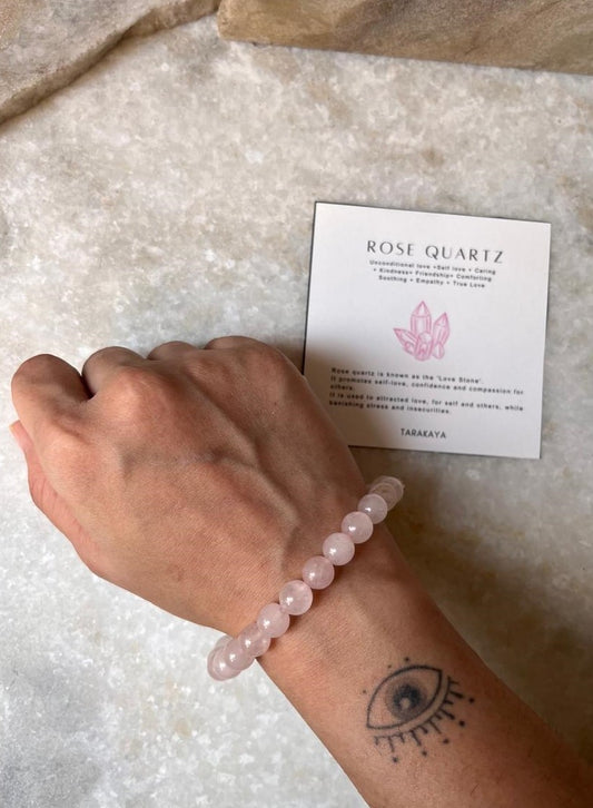Emotional healing rose quartz Natural Crystal bracelet