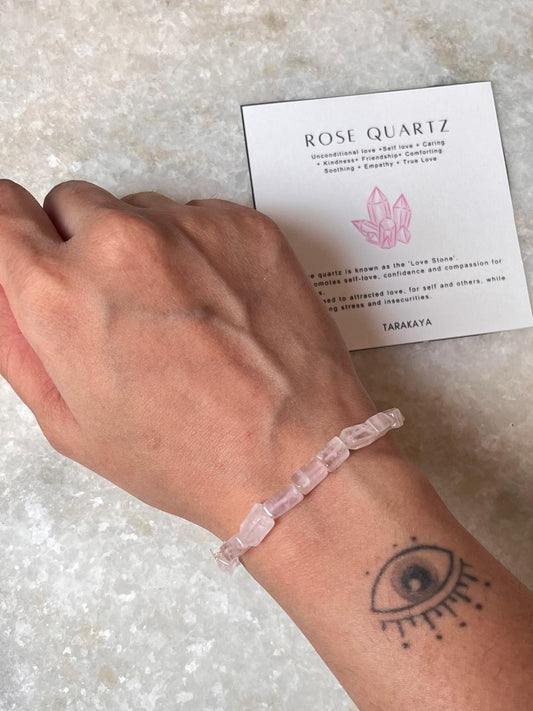 Rose Quartz Rectangular Crystal Bracelet