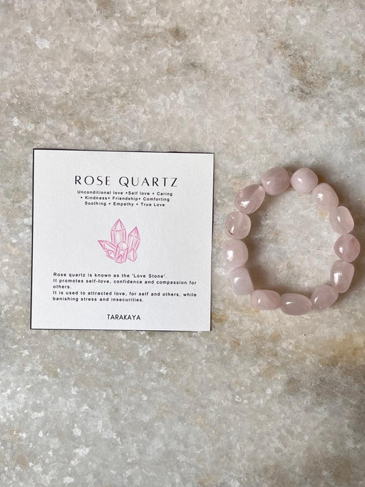 Premium rose quartz tumbled bead Natural Crystal bracelet  