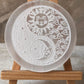 Selenite Charging Plate - Yin Yang- Moon Sun & Stars