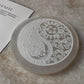 Selenite Charging Plate - Yin Yang- Moon Sun & Stars