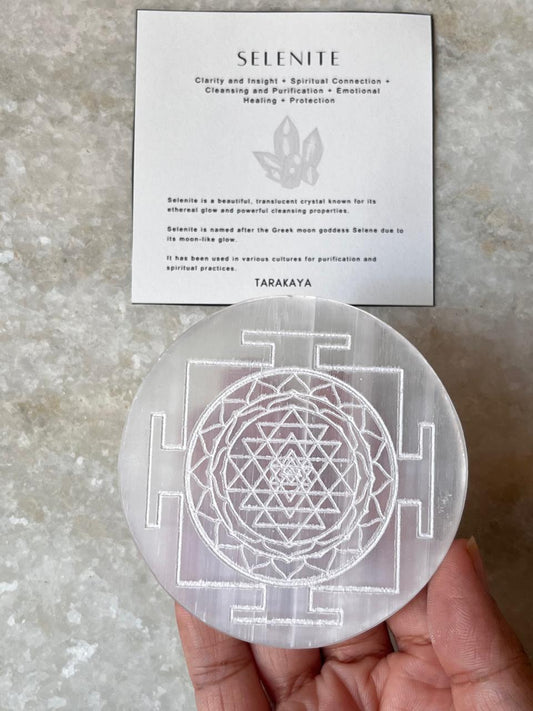 Selenite Charging Plate - Shree Yantra