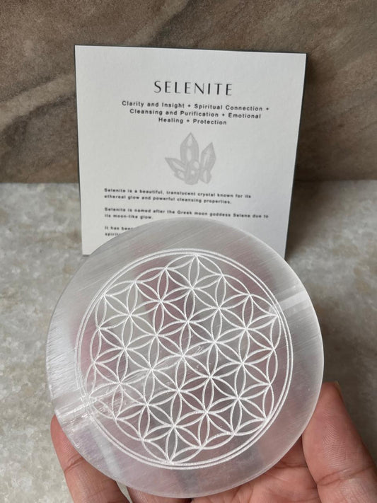 Selenite Charging Plate -flower Of Life