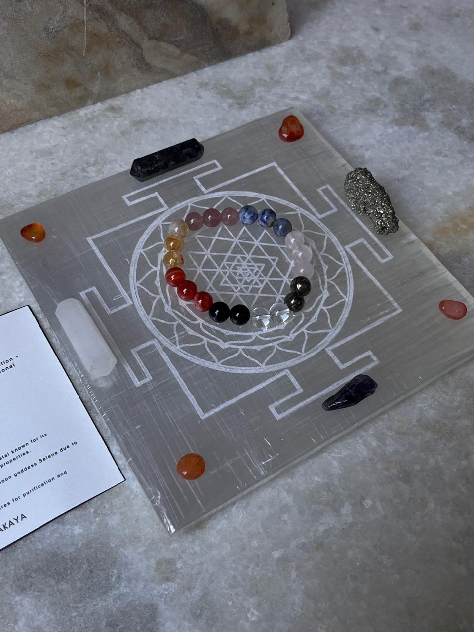 Selenite Charging Big Square Plate- Shree Yantra
