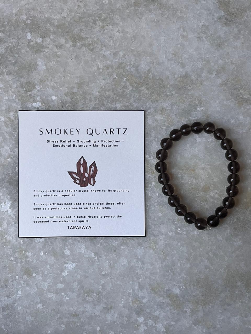 8MM Smokey Quartz Gemstone Bracelet for Grounding and Protection  