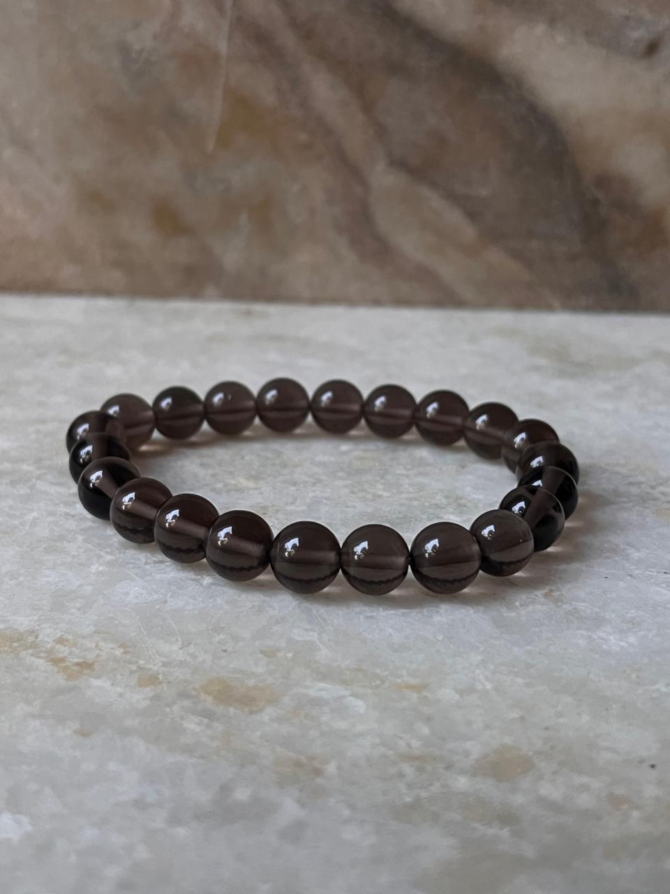 Polished Smokey Quartz Crystal Bracelet for Root Chakra  