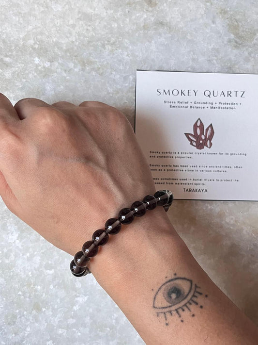 Smokey Quartz Natural Crystal Bracelet 8MM