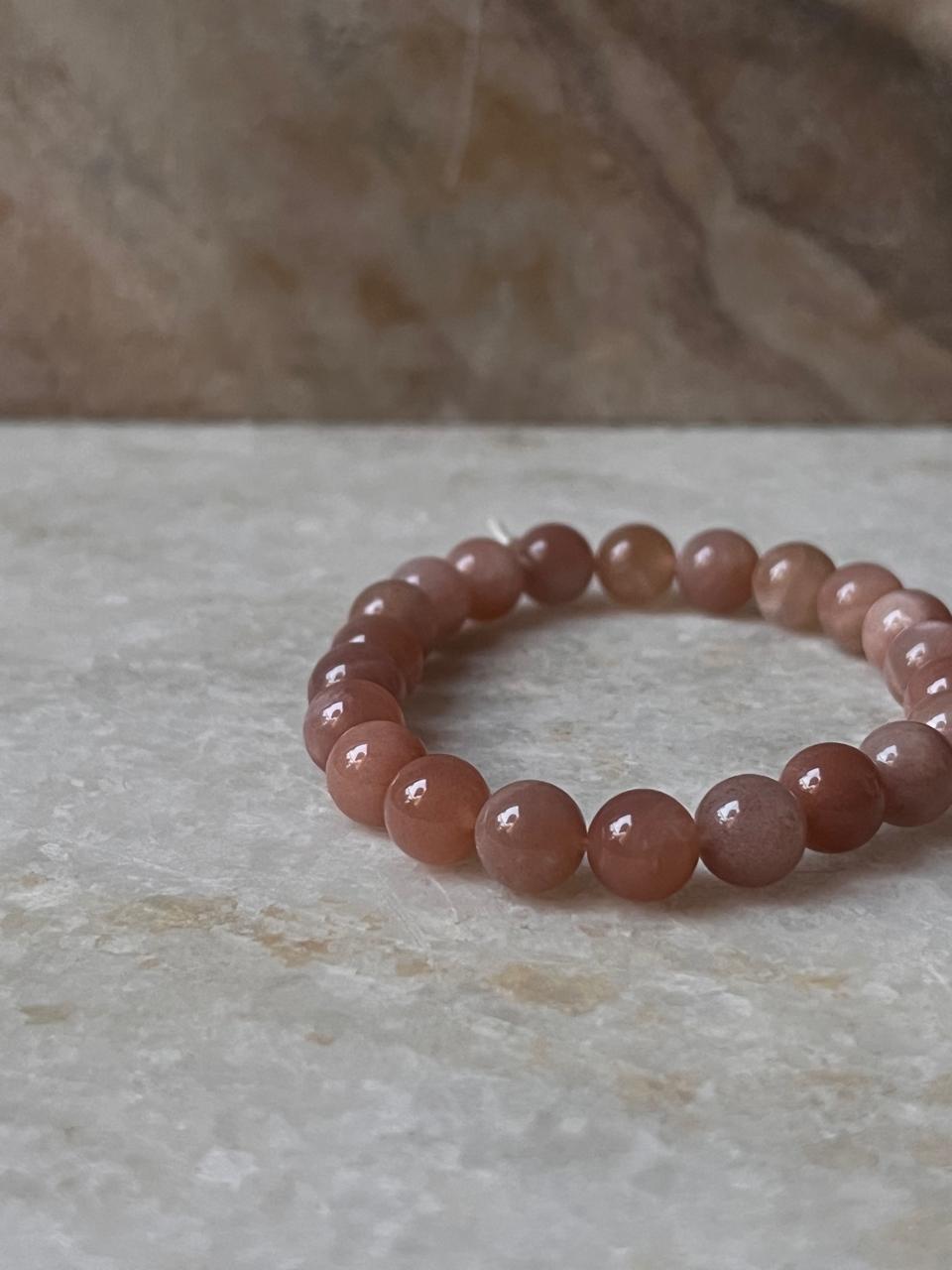 Sunstone Natural Crystal Bracelet 8mm - Tarakaya Silver