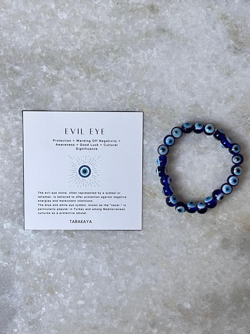 8MM Evil Eye Beaded Bracelet with Natural Crystals  