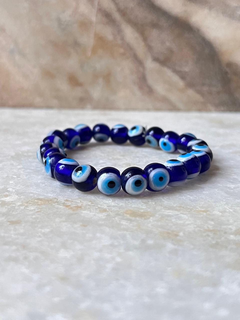 Evil Eye Stretch Bracelet with 8MM Gemstone Beads