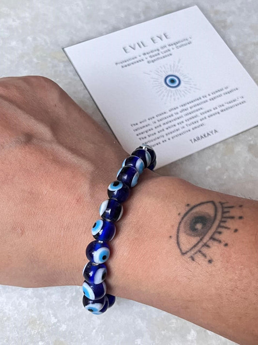 Evil Eye 8MM Natural Crystal Bracelet