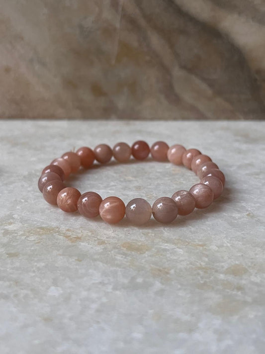 Peach Moonstone Natural Crystal Bracelet 8mm