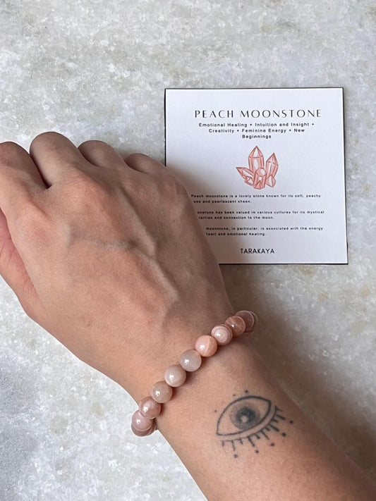 Peach Moonstone Natural Crystal Bracelet 8mm